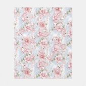  Roze & Blauw Teddybeer Girly Fleece Deken (Voorkant)