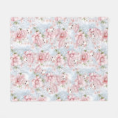  Roze & Blauw Teddybeer Girly Fleece Deken (Voorkant (Horizontaal))