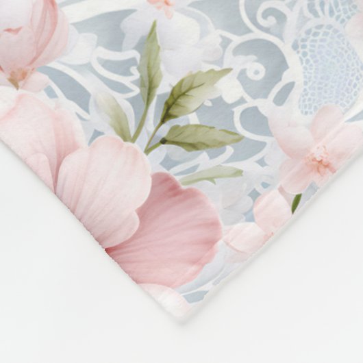  Roze & Blauw Teddybeer Girly Fleece Deken (Hoek)