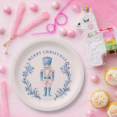 Roze & Blauw Toile Crest Notenkraker Papieren Bordje (Feest)