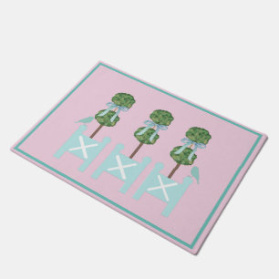 Roze blauw Topiary Turquoise Bird Drug doormat Deurmat