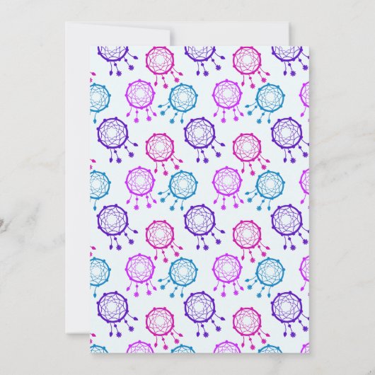 Roze Blauw Tribal Boho Dream Catcher Verjaardagsfe Kaart (Achterkant)