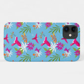 Roze Blauw Tropische Kolibrie Patterned Case-Mate iPhone Case (Achterkant (horizontaal))