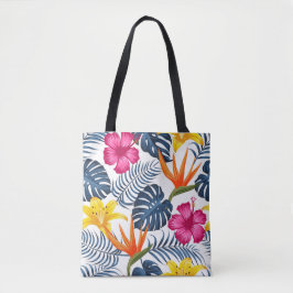 Roze Blauw Tropische Schouderschouder Canvas tas