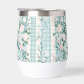 Roze Blauw Turquoise Monogram Eerste Gingham Cadea (Rechts)