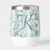 Roze Blauw Turquoise Monogram Eerste Gingham Cadea (Achterkant)