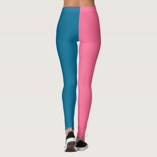 Roze Blauw Twee Tone Kleur Split Leggings (Achterkant)