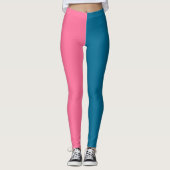 Roze Blauw Twee Tone Kleur Split Leggings (Voorkant)