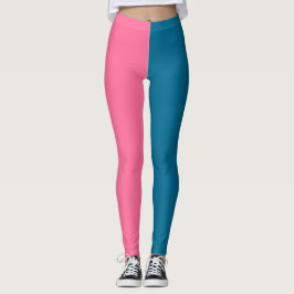 Roze Blauw Twee Tone Kleur Split Leggings