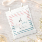 Roze Blauw Tweeling baby shower Typografie Modern Bedankzakje (Geknipt)