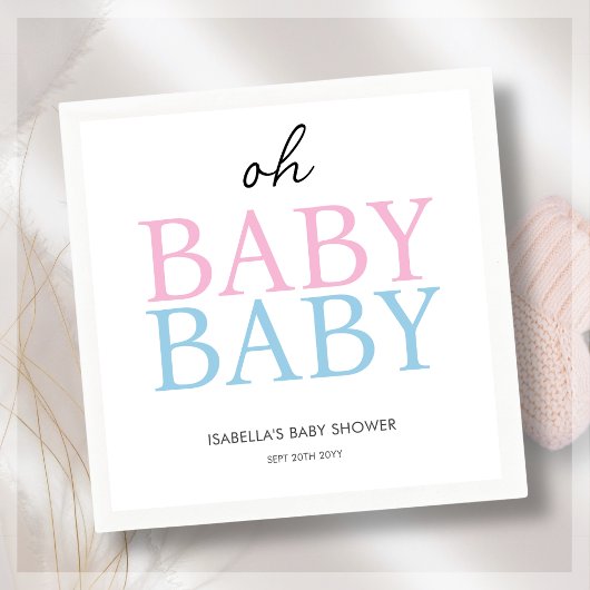 Roze & Blauw Twin Baby shower Servet