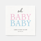 Roze & Blauw Twin Baby shower Servet (Voorkant)