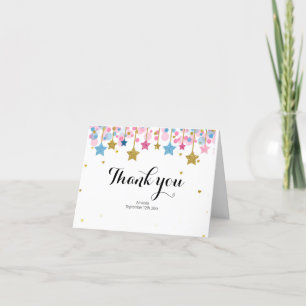 Roze Blauw twinkle gevouwen Bedankt kaart
