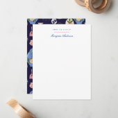 Roze Blauw  Vaas Persoonlijk briefpapier Notitiekaartje (Voorkant / Achterkant in situ)