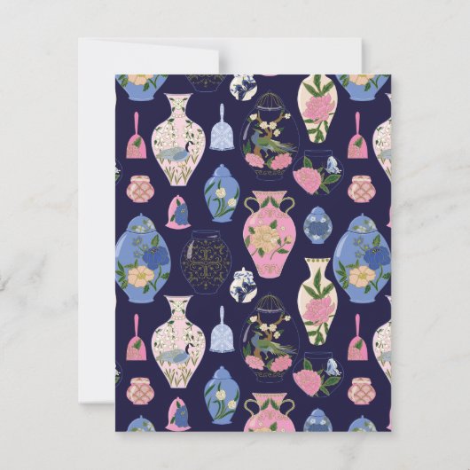 Roze Blauw  Vaas Persoonlijk briefpapier Notitiekaartje (Achterkant)