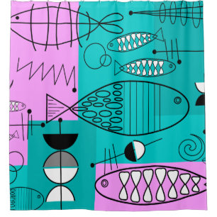 Roze Blauw van de Kunst van de Vissen van het Douchegordijn