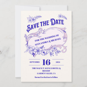 Roze Blauw Vintage Bibliotheek Boek Trouwen Save The Date