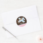 Roze & Blauw Vliegtuig Dank u Baby shower Sticker (Envelop)