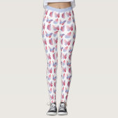  Roze Blauw Vlinder Ontwerp Pastel Patroon Leggings (Voorkant)