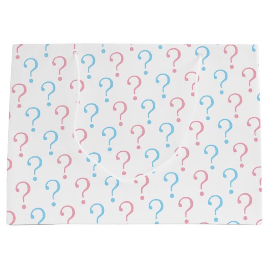 Roze blauw vraagteken sekse openbaring groot cadeauzakje (Voorkant)
