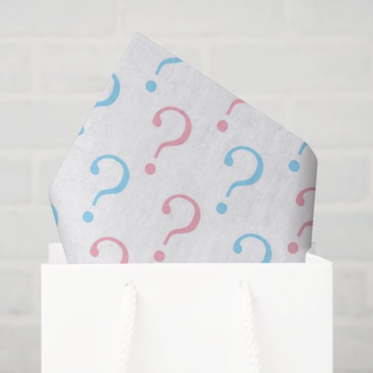 Roze blauw vraagteken weefsel tissuepapier (Cadeauzakje)