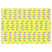 Roze & Blauw Vrolijke Kerstbomen Geel Tafelkleed (Voorkant (Horizontaal))