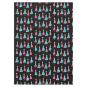 Roze & Blauw Vrolijke Kerstbomen Zwart Tafelkleed (Voorkant)