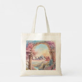 Roze Blauw Waterverf Fantasy Landscape Tote Bag (Achterkant)
