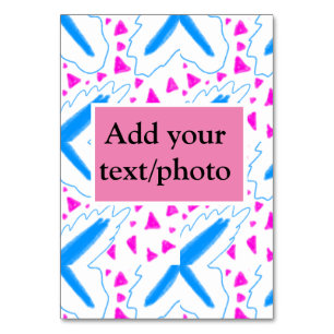 Roze blauw waterverf patroon toevoegen naam tekst  kaart