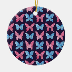 Roze blauw Waterverf schilderpatroon Keramisch Ornament