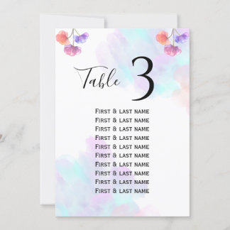 Roze Blauw Wedding Zitting Grafiek Waterverf Kaart