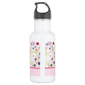 Roze Blauw Wild Bloemen Ontwerp Voor Vrouw en Meis Waterfles (Achterkant)