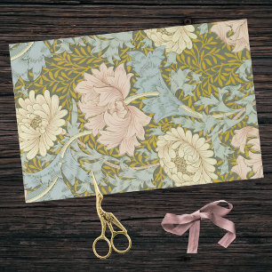 Roze Blauw William Morris Chrysanthemum Tissuepapier