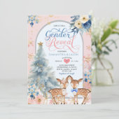 Roze Blauw Winter Herten Kerst Geslacht Onthulling Kaart (Staand voorkant)