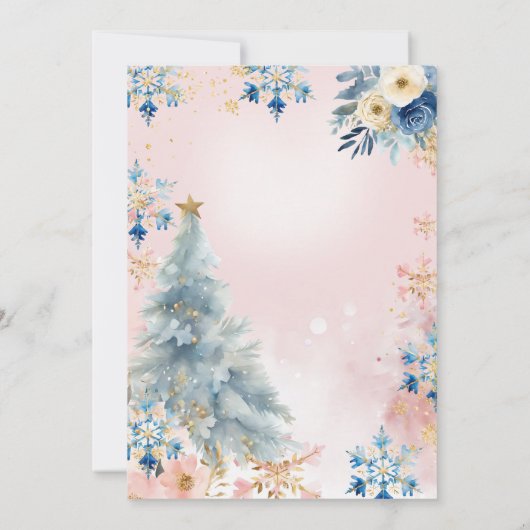 Roze Blauw Winter Herten Kerst Geslacht Onthulling Kaart (Achterkant)