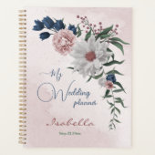 roze blauw wit bloem groen huwelijk planner (Voorkant)