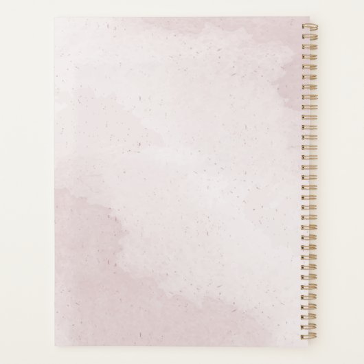 roze blauw wit bloem groen trouw planner (Achterkant)