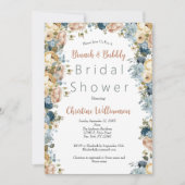 Roze Blauw Wit Bloemen Brunch Bubbly Vrijgezellenf Kaart (Voorkant)