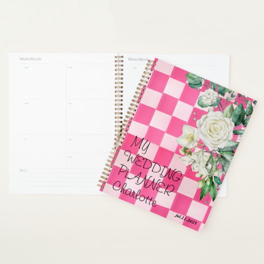 Roze Blauw Wit Bloemen Groen Weddingplanner Planner (Display)