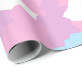 Roze Blauw Wit Camo Abstract Cadeaupapier (Rol Hoek)
