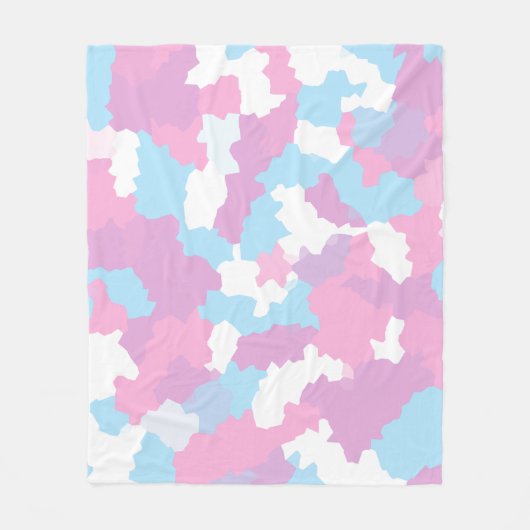 Roze Blauw Wit Camo Abstract Fleece Deken (Voorkant)