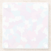 Roze Blauw Wit Camo Abstract Glazen Onderzetter (Achterkant)