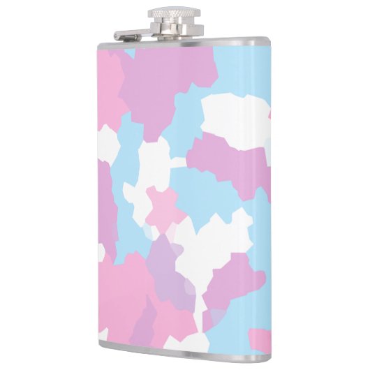 Roze Blauw Wit Camo Abstract Heupfles (Links)