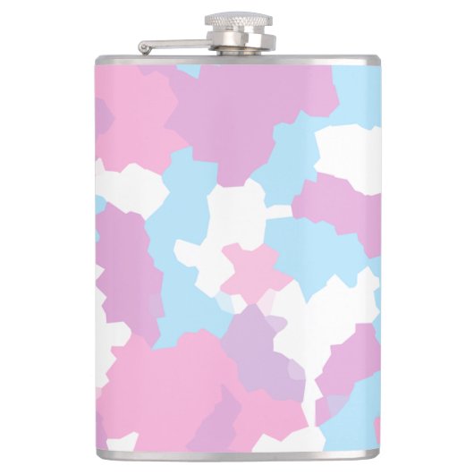 Roze Blauw Wit Camo Abstract Heupfles (Voorkant)