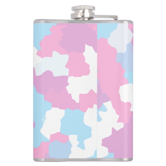 Roze Blauw Wit Camo Abstract Heupfles (Achterkant)