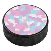 Roze Blauw Wit Camo Abstract Hockey Puck (3/4)