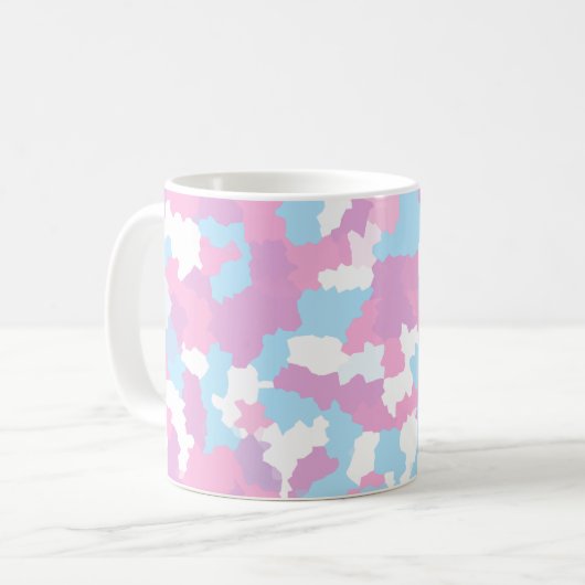 Roze Blauw Wit Camo Abstract Koffiemok (Voorkant links)