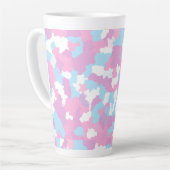Roze Blauw Wit Camo Abstract Latte Mok (Linkerhoek)