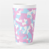 Roze Blauw Wit Camo Abstract Latte Mok (Voorkant)
