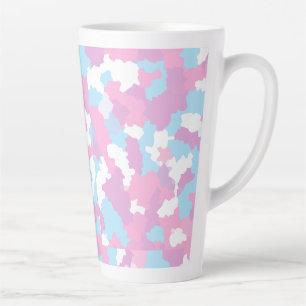 Roze Blauw Wit Camo Abstract Latte Mok
